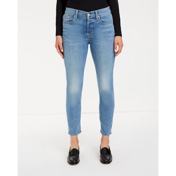 7 For All Mankind 7FAM Josefina Slim Boyfriend Mid Rise Crop in Formosa, Size 32 - Picture 2 of 16